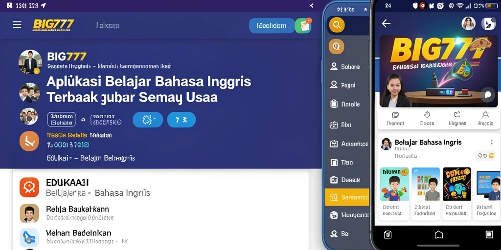 Antarmuka pengguna BIG777 yang menarik dan interaktif untuk belajar bahasa Inggris.