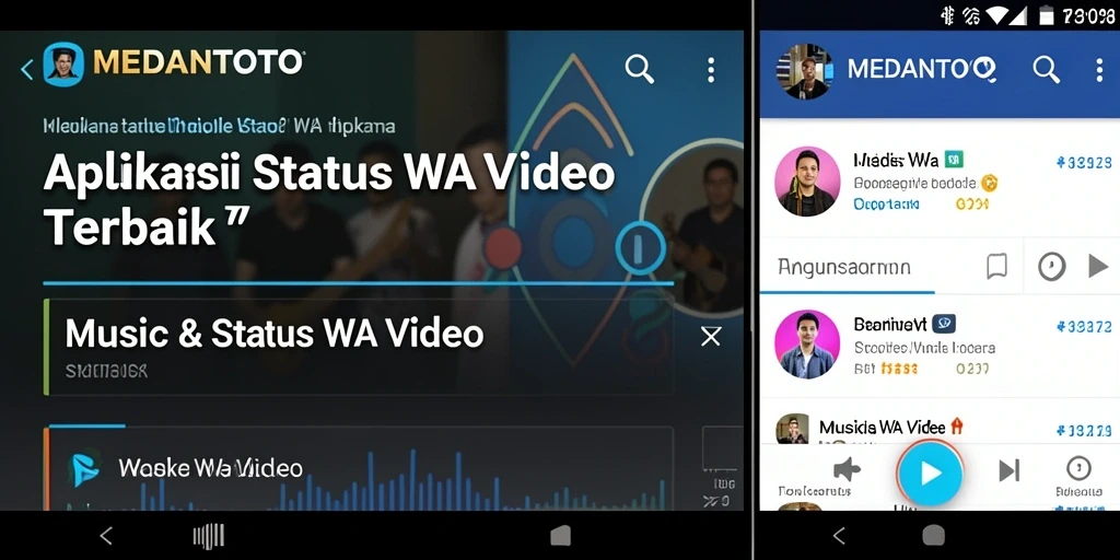 Tampilan antarmuka <strong>MEDANTOTO</strong> dengan pilihan video status yang menarik.