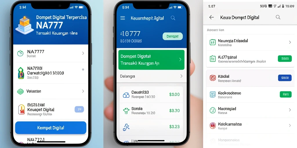 Tampilan antarmuka aplikasi Dompet Digital NA777 yang mudah digunakan.