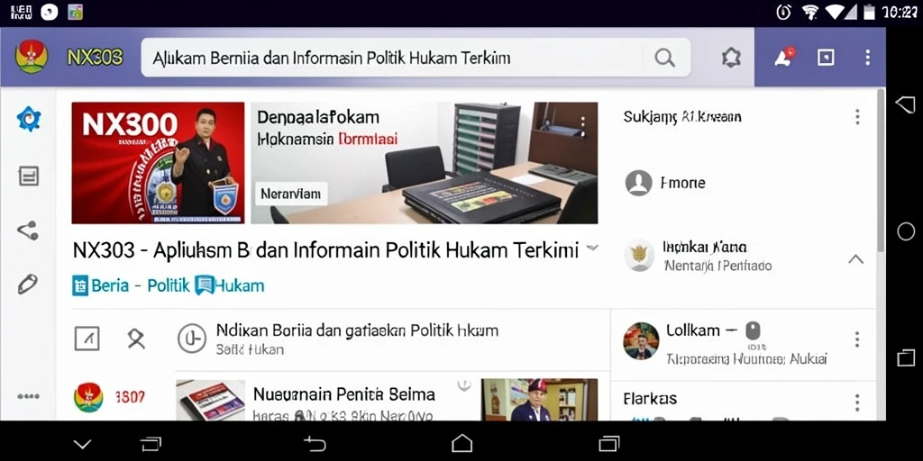 Tampilan antarmuka utama aplikasi Politik Hukum NX303.