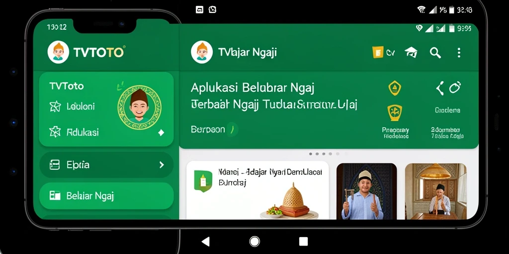 Antarmuka aplikasi TVTOTO yang ramah pengguna untuk belajar Ngaji.