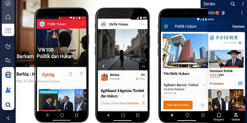 Antarmuka VW108 menampilkan berita politik dan hukum terkini.