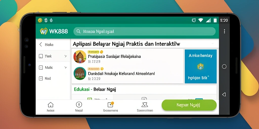 Antarmuka aplikasi WK888 dengan fitur belajar ngaji yang menarik.